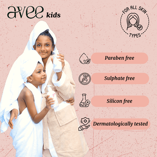 Non-toxic kids body wash ages 5–12, paraben and sulphate free, dermatologist tested