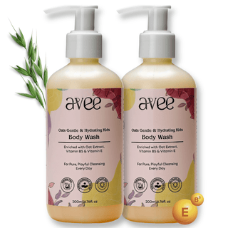 Avee Kids Body Wash pack of 2 bottles, gentle oats and vitamin enriched cleanser for ages 5–12